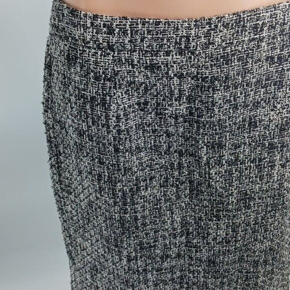 J. Crew Skirt Tweed Black White Knit Straight Knee Length Cotton Size 10 - Picture 3 of 6
